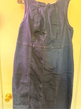 Sleeveless Dark Denim Sheath Dress - Navy Black
